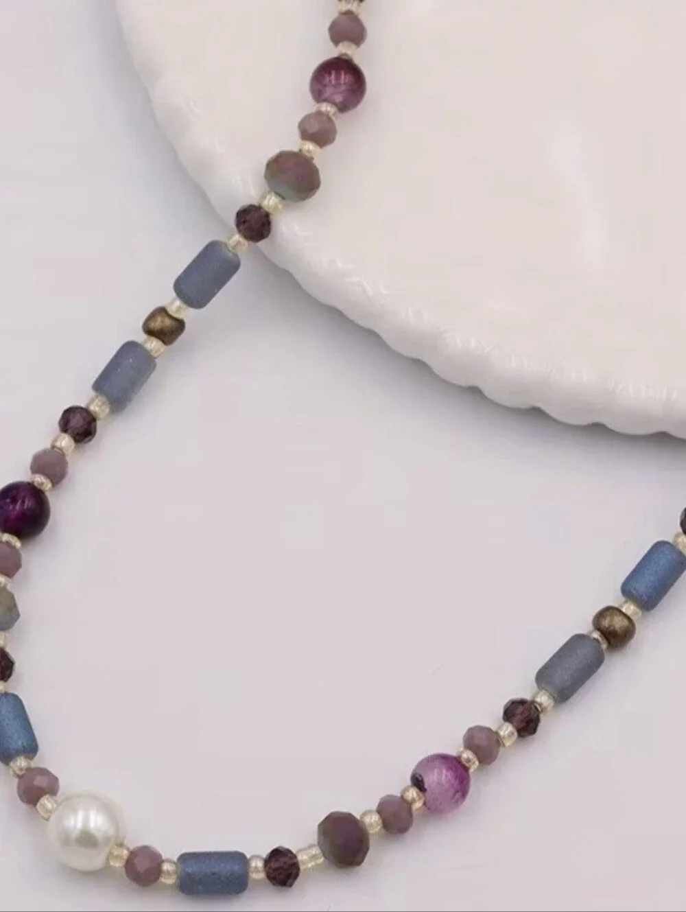 💜💙NEW💜💙 BEAUTIFUL!! Freshwater Pearl & Natural Stone & Glass Beads Necklace